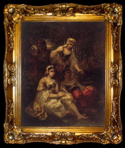 framed  Narcisse Virgilio Diaz Four Spanish Maidens, ta009-2